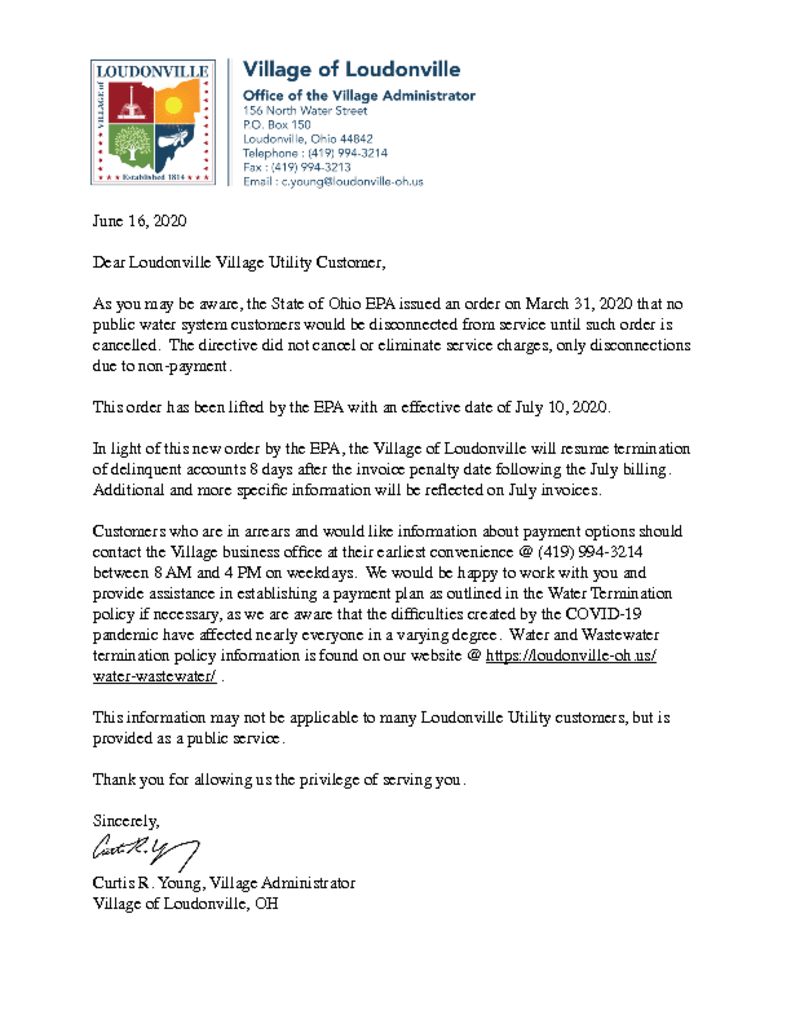 thumbnail of COVID-19 Delinquent Account Letter