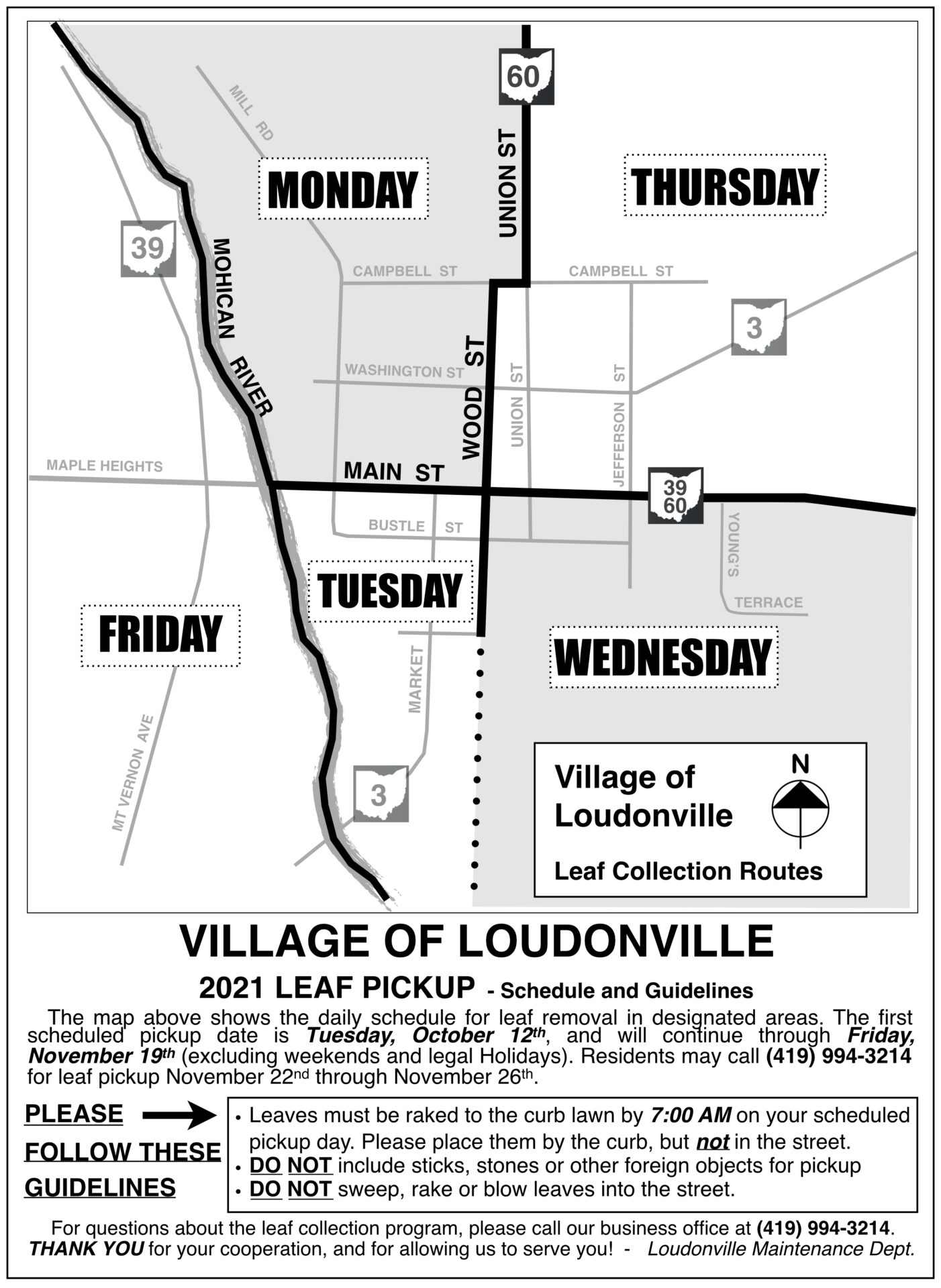 Leaf Pickup Map 2021 rev Village of Loudonville