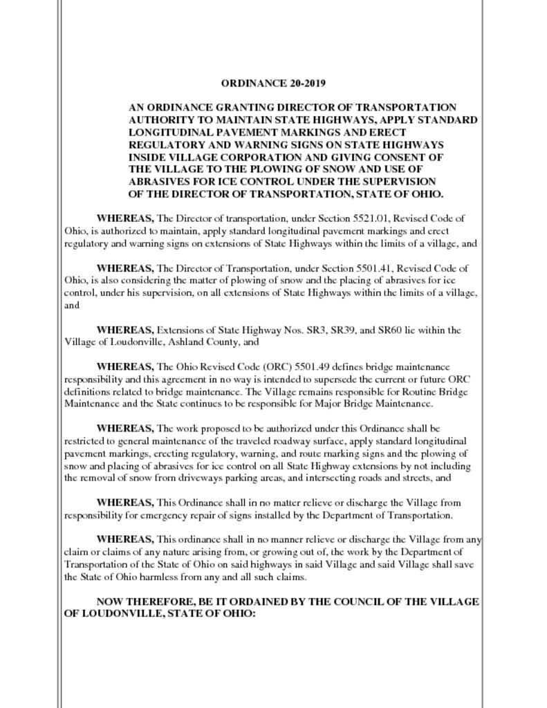 thumbnail of Ordinance 20-2019 – ODOT Agreement