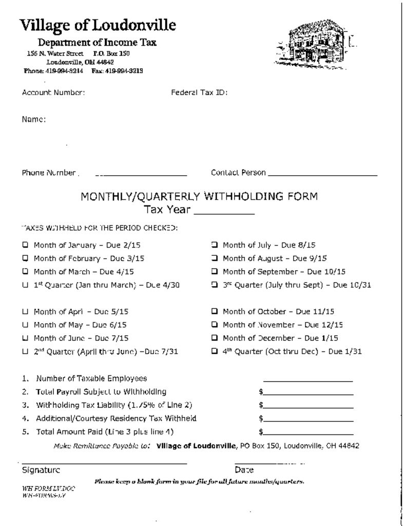 Loudonville Tax Department Village of Loudonville